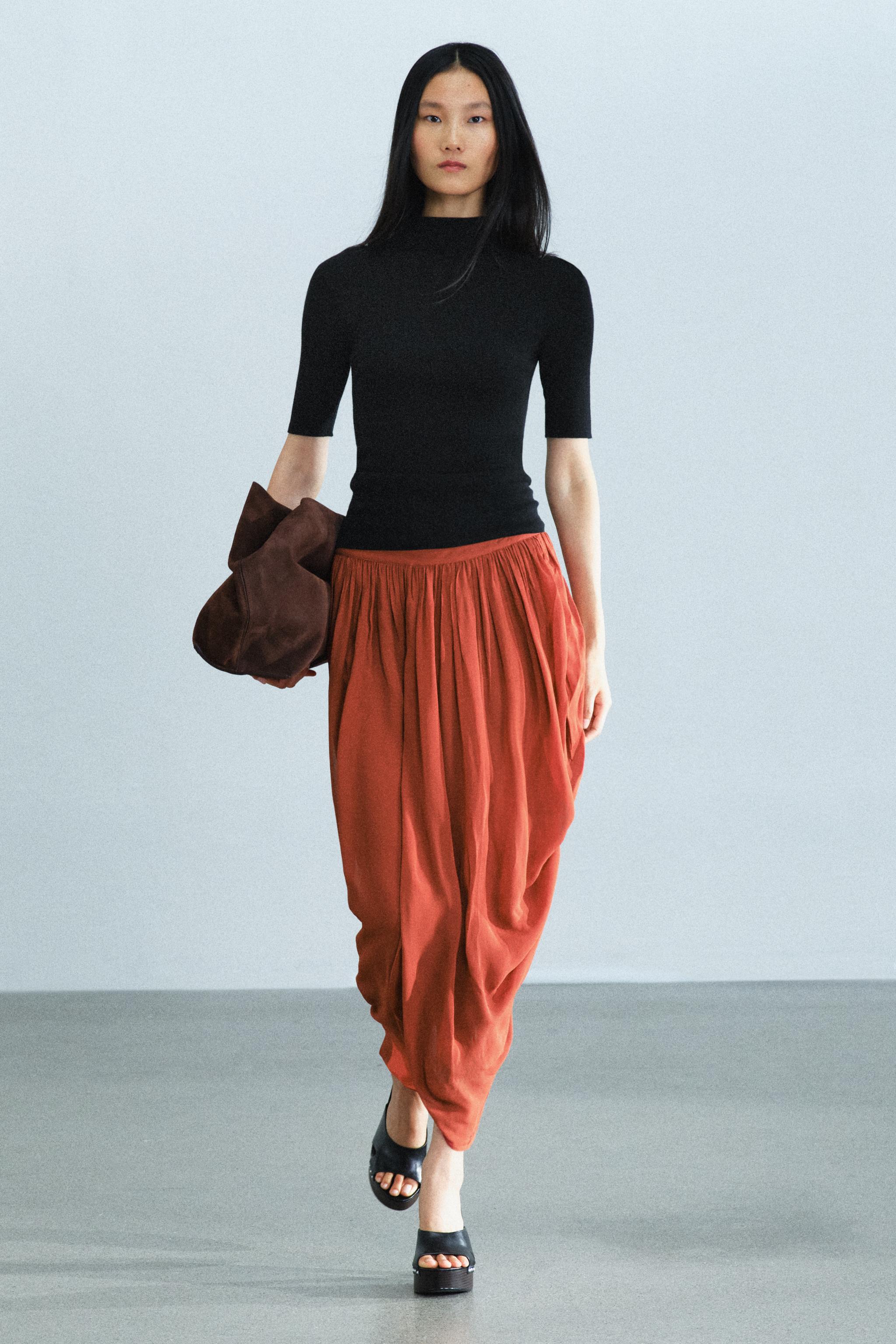 JUPE MIDI DRAPÉE ASYMÉTRIQUE ZW COLLECTION